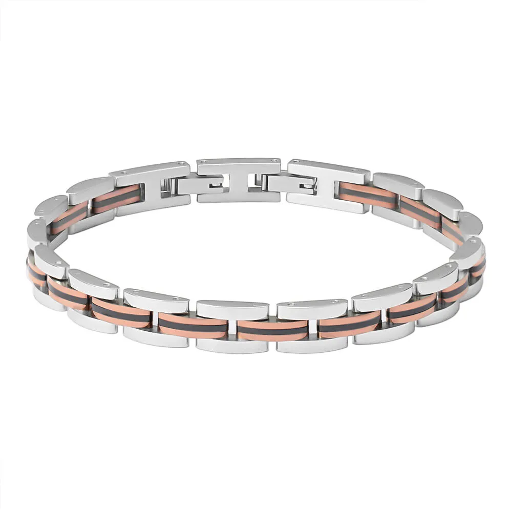 Bracciale Man Code Acciaio Tricolore Bianco / Rosa / Nero 21 cm 1611371