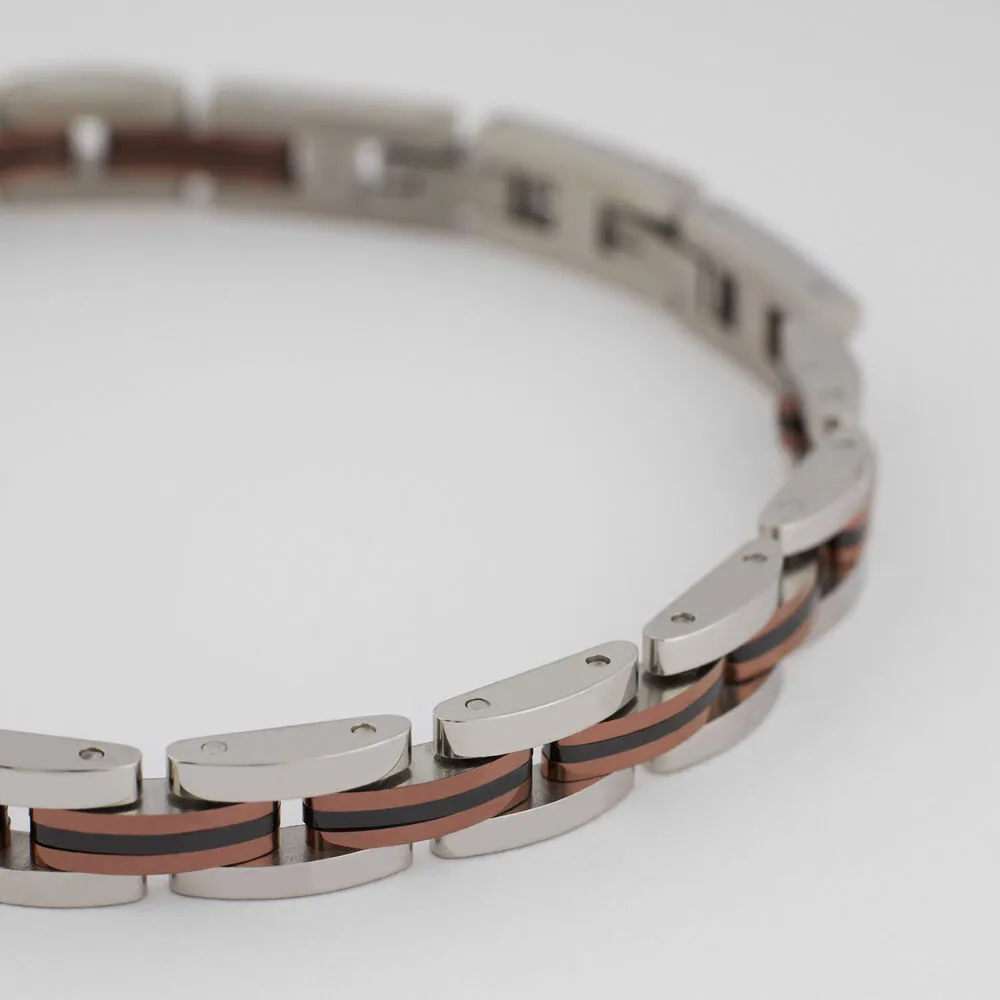 Bracciale Man Code Acciaio Tricolore Bianco / Rosa / Nero 21 cm 1611371