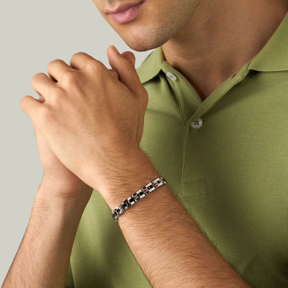 Bracciale Man Code Acciaio Tricolore Bianco / Rosa / Nero 21 cm 1611371