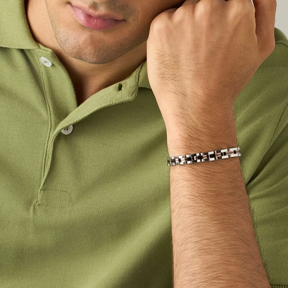 Bracciale Man Code Acciaio Tricolore Bianco / Rosa / Nero 21 cm 1611371