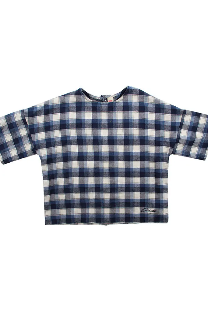 Carrera  ---------    ------------Blusa manica corta a quadri - Bianca/blu