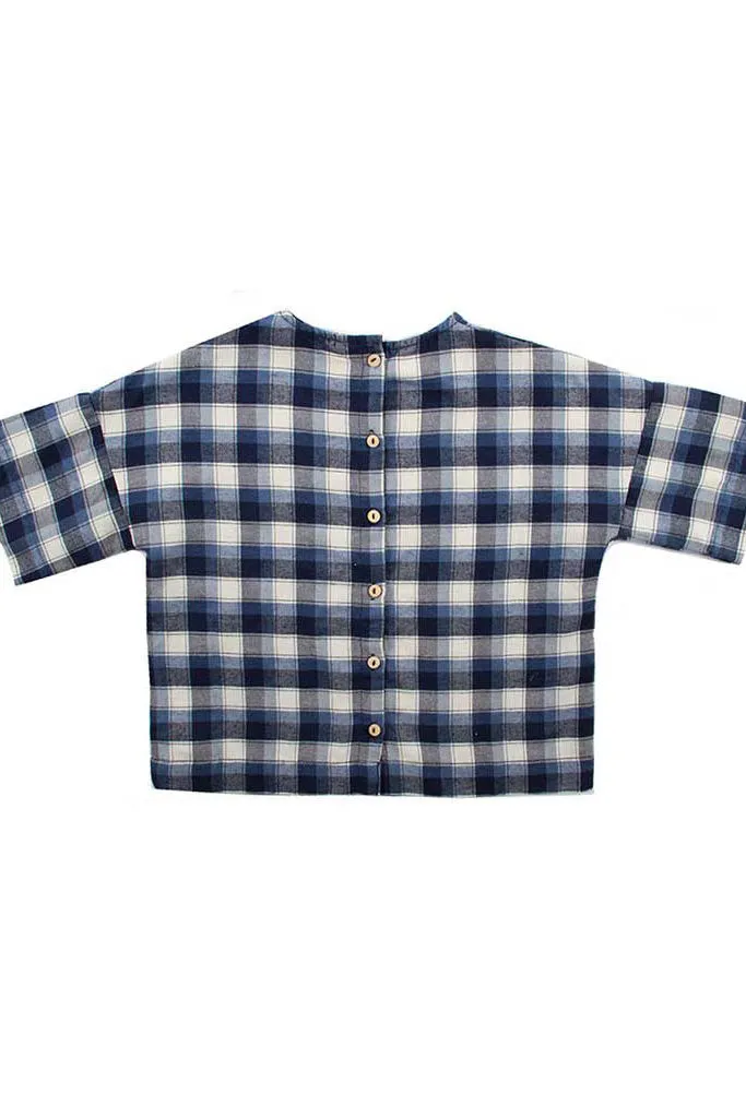 Carrera  ---------    ------------Blusa manica corta a quadri - Bianca/blu